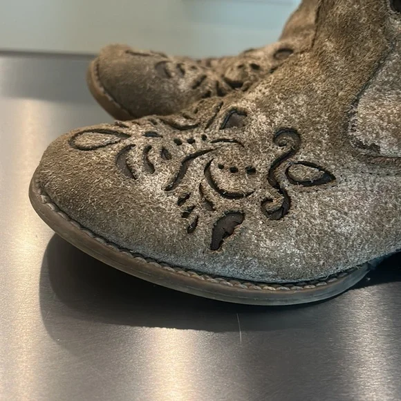 Little Girl Roper Belle Tan Cowboy Western Boots GUC sz 12 Leather Upper Balance - Picture 6 of 17